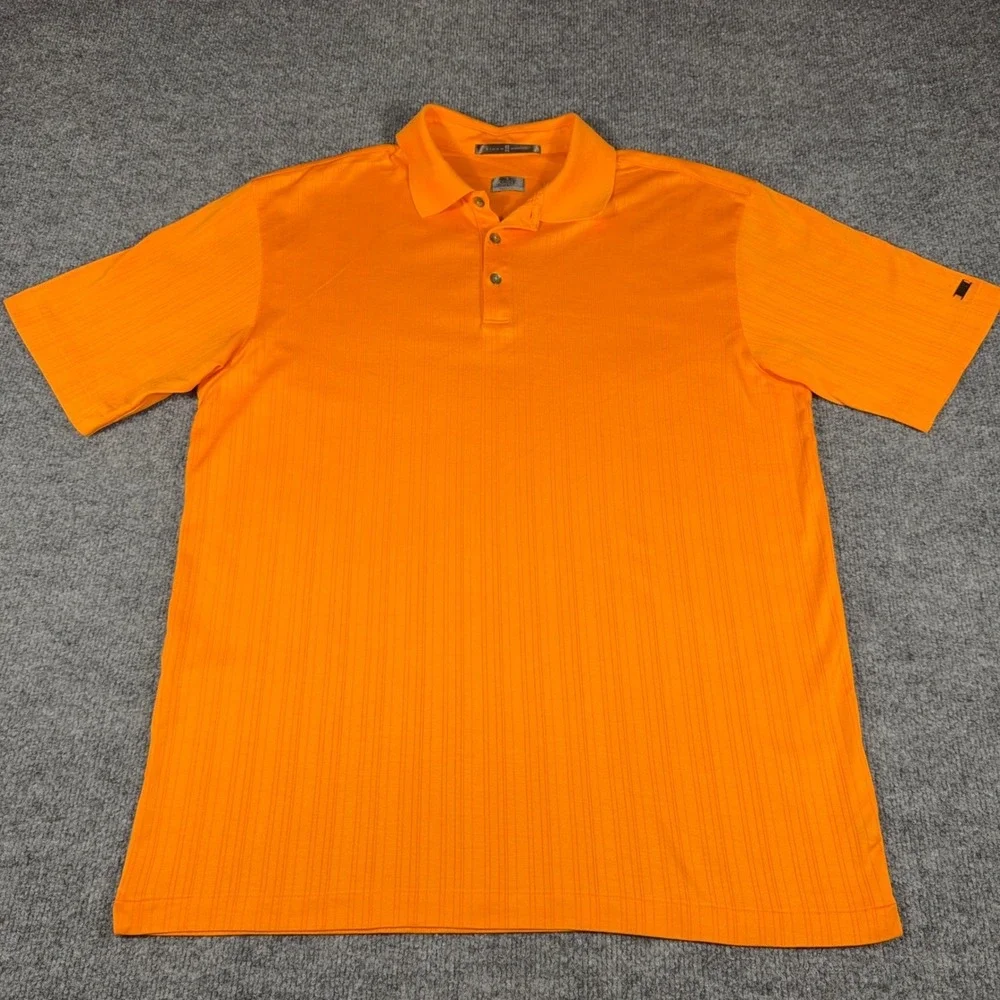 Nike Tiger Woods Dri-FIT Golf Polo Mens Large Orange Performance Athletic Shirt